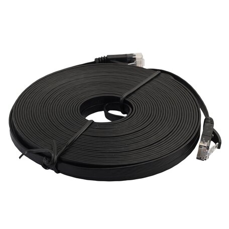 10 meter - CAT6 - Ultra dunne Flat Ethernet kabel - Netwerkkabel (1000Mbps) - Zwart