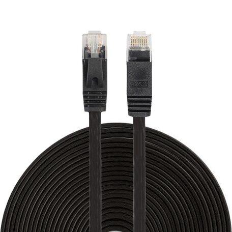 15 meter - CAT6 - Ultra dunne Flat Ethernet kabel - Netwerkkabel (1000Mbps) - Zwart
