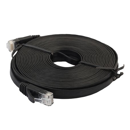 15 meter - CAT6 - Ultra dunne Flat Ethernet kabel - Netwerkkabel (1000Mbps) - Zwart