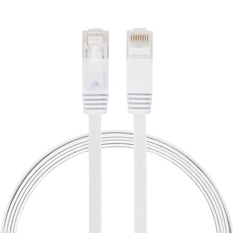 1 meter - CAT6 - Ultra dunne Flat Ethernet kabel - Netwerkkabel (1000Mbps) - Wit