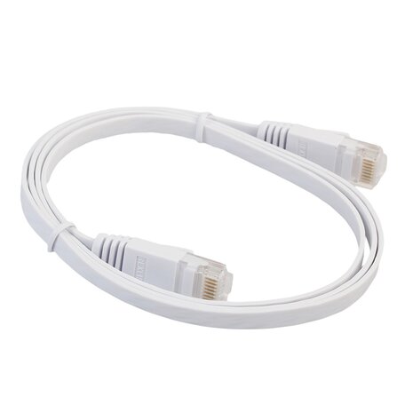 1 meter - CAT6 - Ultra dunne Flat Ethernet kabel - Netwerkkabel (1000Mbps) - Wit