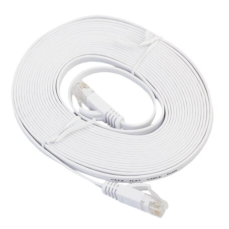 5 meter - CAT6 - Ultra dunne Flat Ethernet kabel - Netwerkkabel (1000Mbps) - Wit