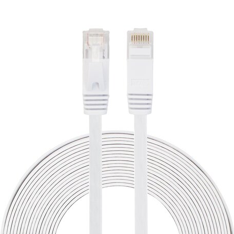 8 meter - CAT6 - Ultra dunne Flat Ethernet kabel - Netwerkkabel (1000Mbps) - Wit