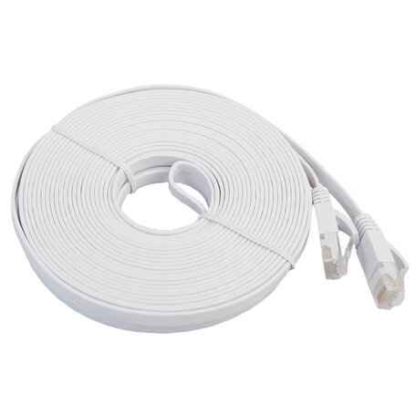 15 meter - CAT6 - Ultra dunne Flat Ethernet kabel - Netwerkkabel (1000Mbps) - Wit
