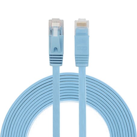 3 meter - CAT6 - Ultra dunne Flat Ethernet kabel - Netwerkkabel (1000Mbps) - Blauw