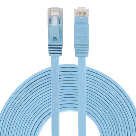 8 meter - CAT6 - Ultra dunne Flat Ethernet kabel - Netwerkkabel (1000Mbps) - Blauw