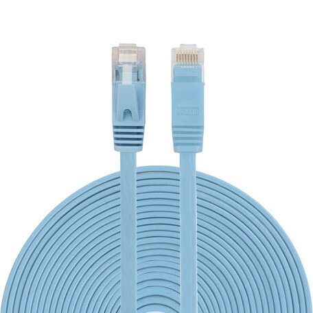 15 meter - CAT6 - Ultra dunne Flat Ethernet kabel - Netwerkkabel (1000Mbps) - Blauw