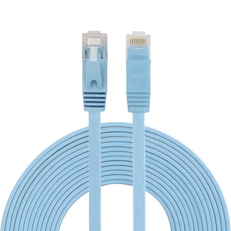 5 meter - CAT6 - Ultra dunne Flat - Ethernet kabel - Netwerkkabel (1000Mbps) - Blauw