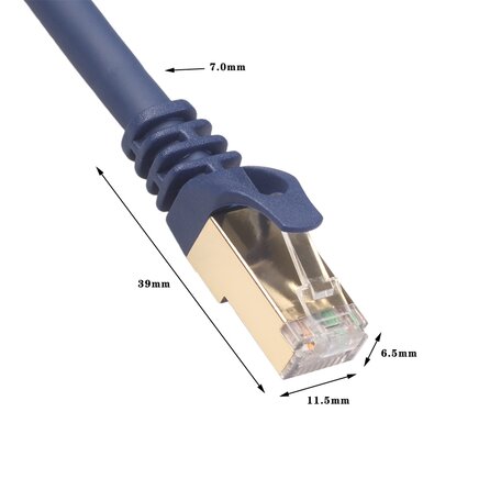 CAT8 - 0.5 meter - RJ45 - donkerblauw - Ethernet kabel - Netwerkkabel