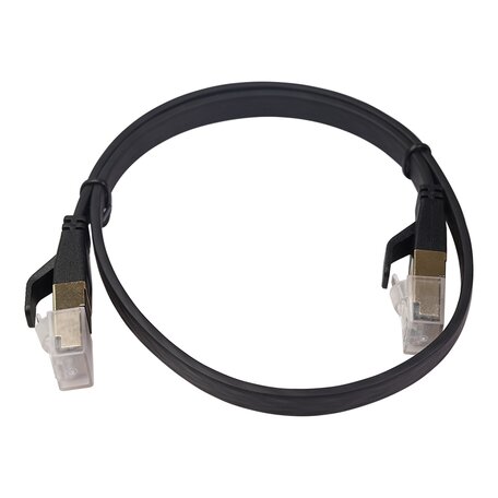 0.5m CAT8 Ultra dunne Flat Ethernet kabel - Netwerkkabel - Zwart