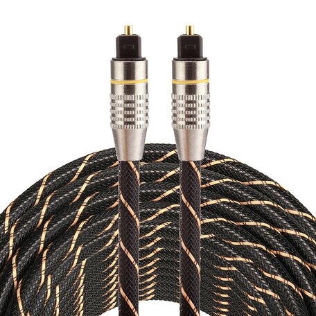 Optische kabel 15 meter - toslink kabel - Optical audio kabel - nylon series - zwart