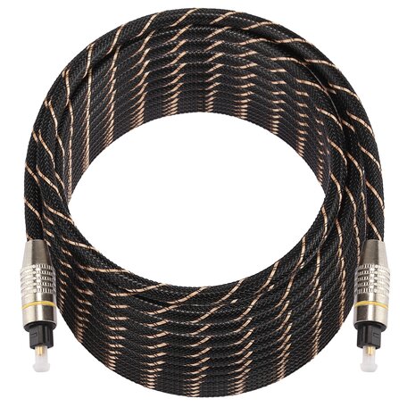 Optische kabel 15 meter - toslink kabel - Optical audio kabel - nylon series - zwart