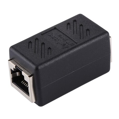 Netwerk LAN connector - internet kabel verlengstuk RJ45 - Zwart