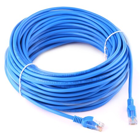 30 meter CAT5E internet netwerk LAN kabel (100 Mbps) - Blauw